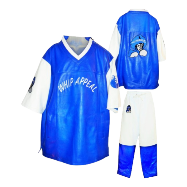 Electric Blue Sheepskin 2 Pcs Leather Suits