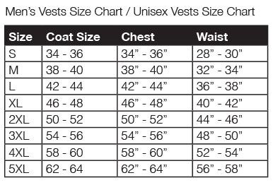 MEN-WOMEN VEST SIZE CHART