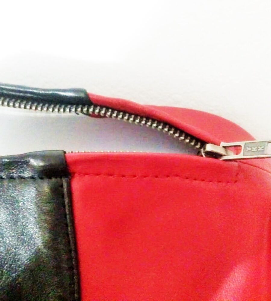 Red Leather Alumni Jersey Shoulder Zipper