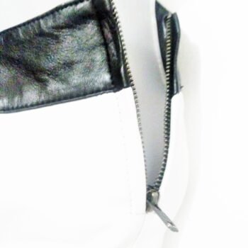 White Leather Alumni Jersey Shoulder Zipper Adjuster
